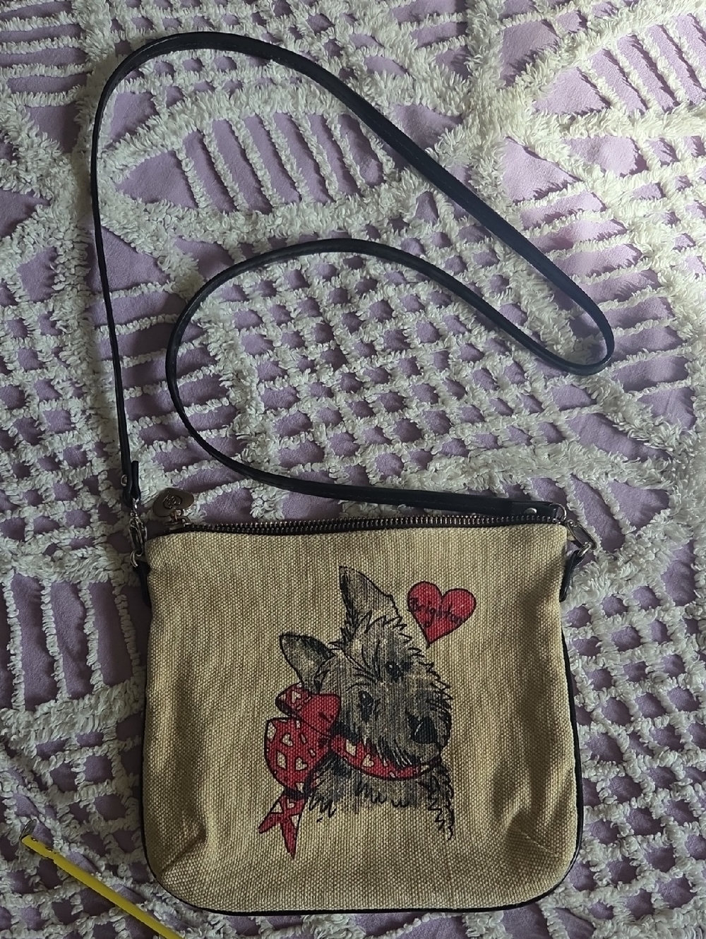 Brighton Retired Coated Canvas Scottie Dog Crossbody Bag Purse